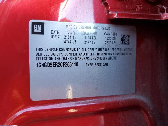 Photo 10 from auction – 2012 BUICK LACROSSE P with VIN 1G4GD5ER2CF266110