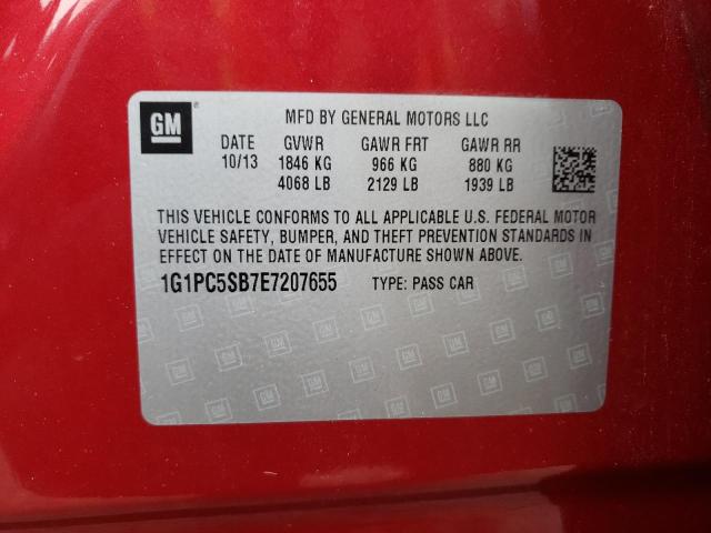 Photo 10 from auction – 2014 CHEVROLET CRUZE LT with VIN 1G1PC5SB7E7207655