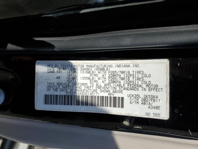 Photo 10 from auction – 2003 TOYOTA SEQUOIA SR with VIN 5TDZT34A93S145171