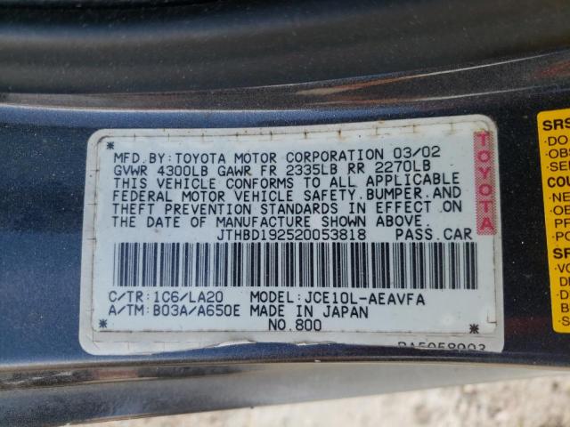Photo 10 from auction – 2002 LEXUS IS 300 with VIN JTHBD192520053818