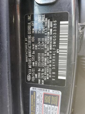 Photo 10 from auction – 2021 KIA SORENTO EX with VIN 5XYRH4LF3MG033386