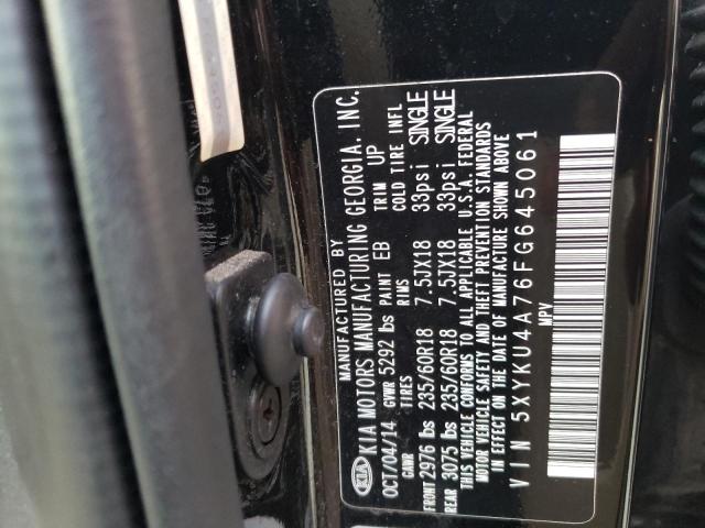 Photo 10 from auction – 2015 KIA SORENTO EX with VIN 5XYKU4A76FG645061