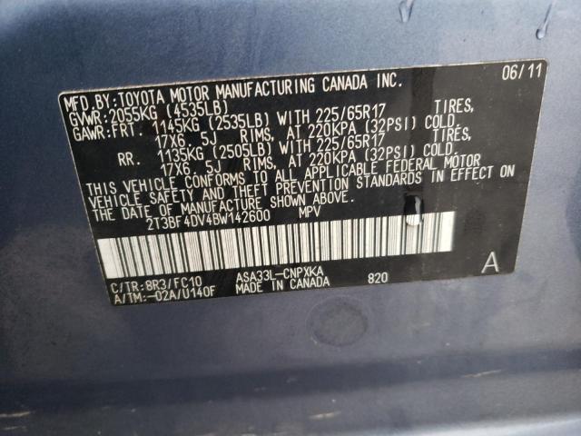Photo 10 from auction – 2011 TOYOTA RAV4 with VIN 2T3BF4DV4BW142600