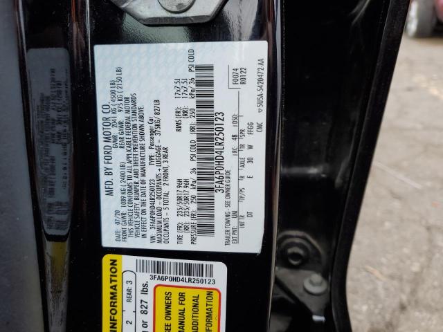 Photo 10 from auction – 2020 FORD FUSION SE with VIN 3FA6P0HD4LR250123