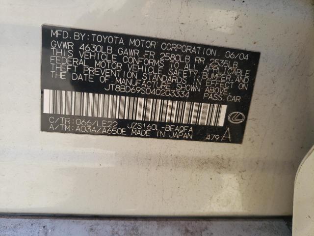 Photo 10 from auction – 2004 LEXUS GS 300 with VIN JT8BD69S040203334