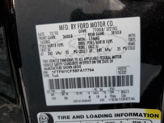 Photo 10 from auction – 2011 FORD F150 SUPER with VIN 1FTFW1CF5BFA17794