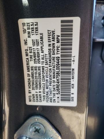 Photo 10 from auction – 2011 HONDA CR-V EXL with VIN 5J6RE4H75BL009449