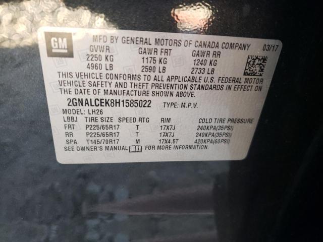 Photo 10 from auction – 2017 CHEVROLET EQUINOX LT with VIN 2GNALCEK8H1585022