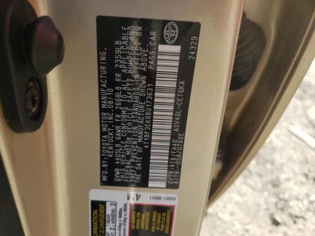 Photo 10 from auction – 2011 TOYOTA CAMRY BASE with VIN 4T1BF3EK6BU173631