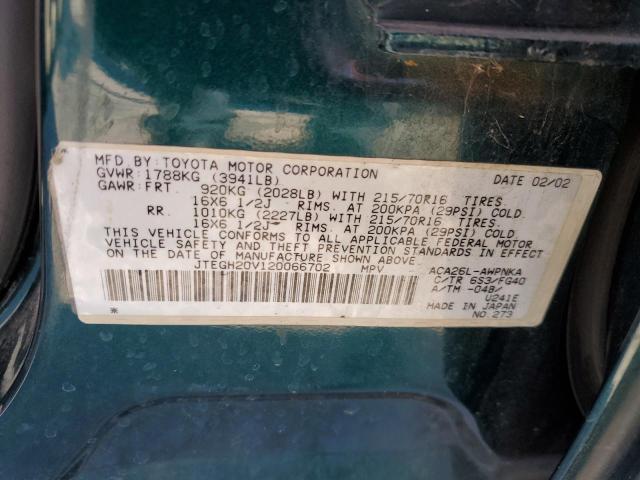 Photo 10 from auction – 2002 TOYOTA RAV4 with VIN JTEGH20V120066702