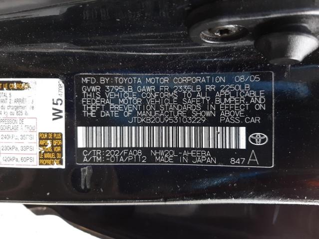 Photo 10 from auction – 2005 TOYOTA PRIUS with VIN JTDKB20U953103229