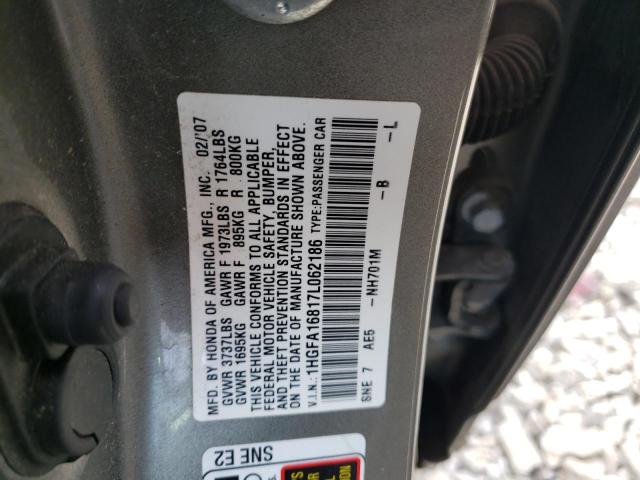 Photo 10 from auction – 2007 HONDA CIVIC EX with VIN 1HGFA16817L062186