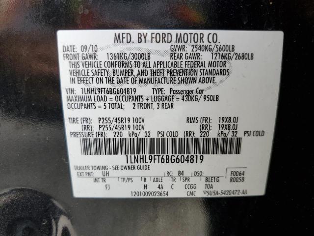 Photo 10 from auction – 2011 LINCOLN MKS with VIN 1LNHL9FT6BG604819