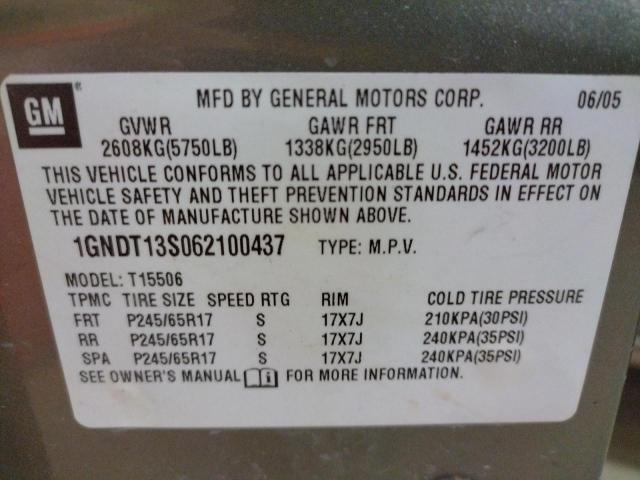 Photo 10 from auction – 2006 CHEVROLET TRAILBLAZE with VIN 1GNDT13S062100437