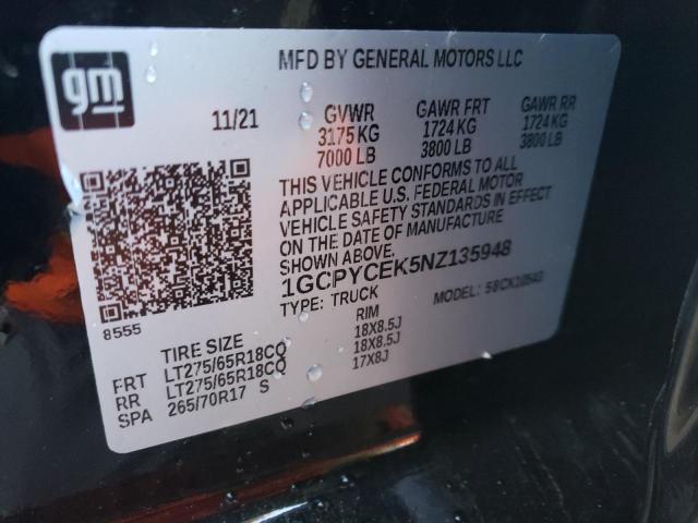 Photo 10 from auction – 2022 CHEVROLET SILVERADO with VIN 1GCPYCEK5NZ135948