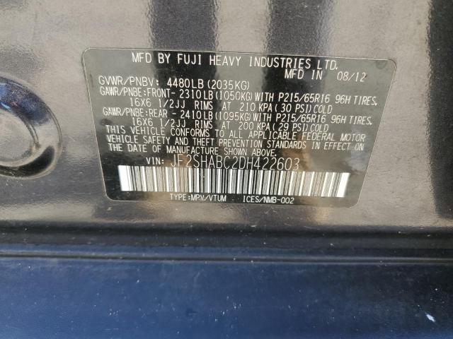 Photo 10 from auction – 2013 SUBARU FORESTER 2 with VIN JF2SHABC2DH422603