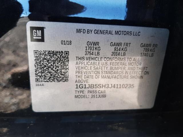 Photo 10 from auction – 2018 CHEVROLET SONIC LS with VIN 1G1JB5SH3J4110235