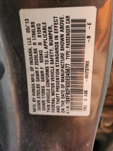 Photo 10 from auction – 2013 HONDA CIVIC EXL with VIN 19XFB2F93DE045677