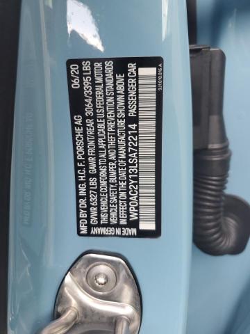 Photo 10 from auction – 2020 PORSCHE TAYCAN TUR with VIN WP0AC2Y13LSA72214