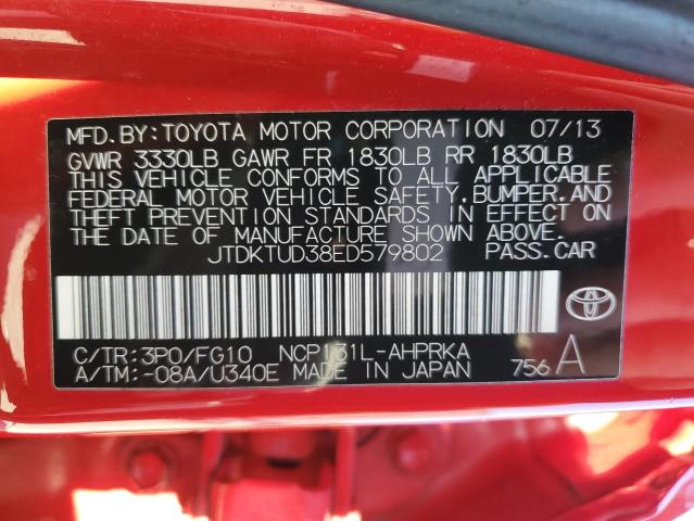 Photo 10 from auction – 2014 TOYOTA YARIS with VIN JTDKTUD38ED579802