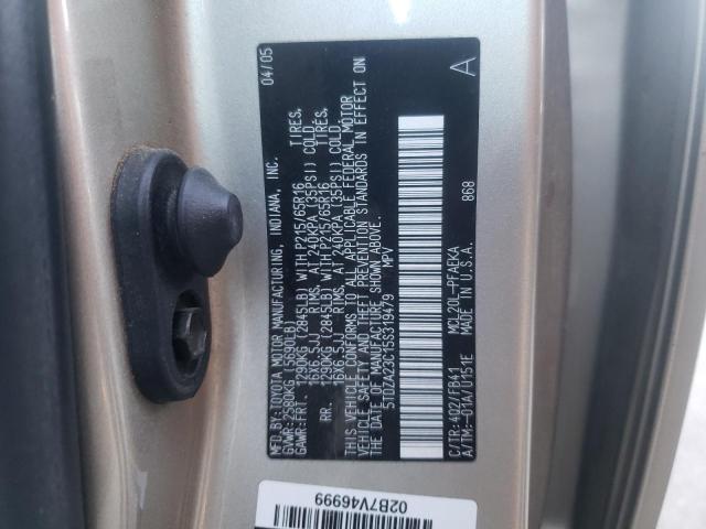 Photo 10 from auction – 2005 TOYOTA SIENNA CE with VIN 5TDZA23C15S319479