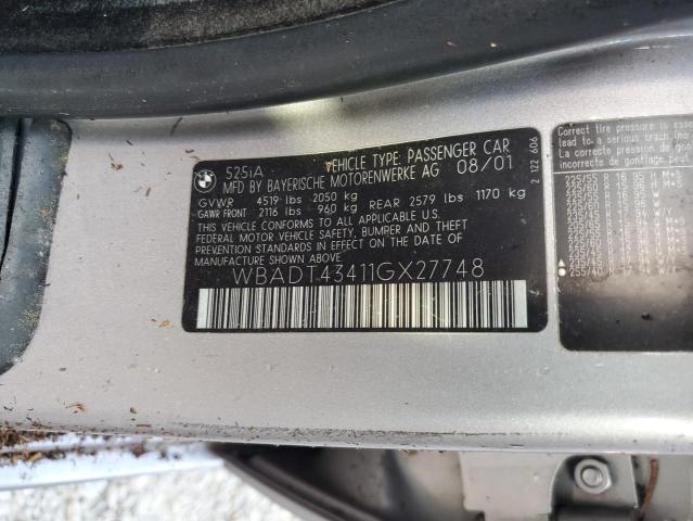 Photo 10 from auction – 2001 BMW 525 I AUTO with VIN WBADT43411GX27748