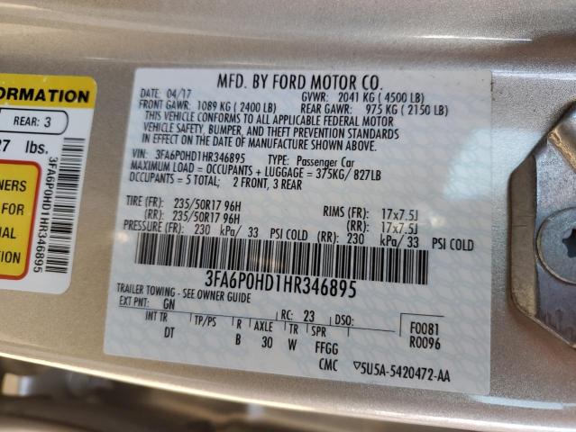 Photo 10 from auction – 2017 FORD FUSION SE with VIN 3FA6P0HD1HR346895