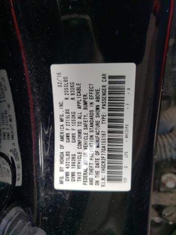 Photo 10 from auction – 2016 HONDA ACCORD EX with VIN 1HGCR2F77GA155167