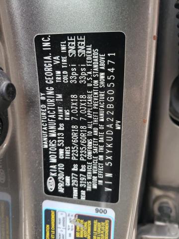 Photo 10 from auction – 2011 KIA SORENTO EX with VIN 5XYKUDA22BG055471