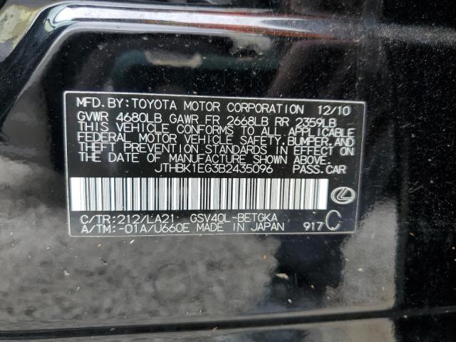 Photo 10 from auction – 2011 LEXUS ES 350 with VIN JTHBK1EG3B2435096