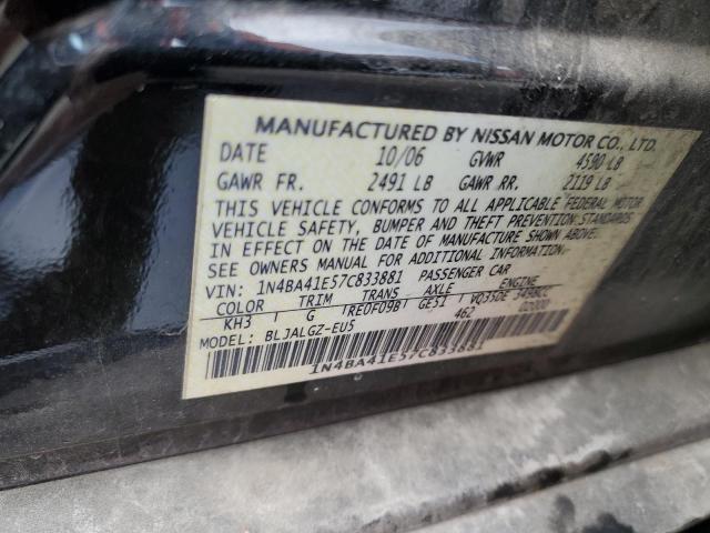 Photo 10 from auction – 2007 NISSAN MAXIMA SE with VIN 1N4BA41E57C833881