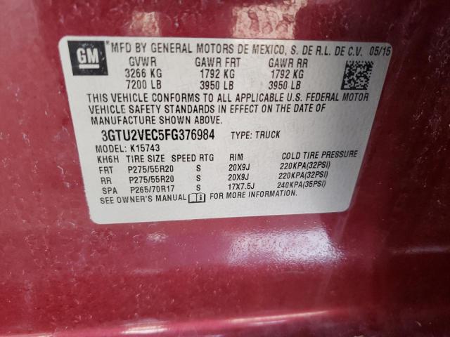 Photo 10 from auction – 2015 GMC SIERRA K15 with VIN 3GTU2VEC5FG376984