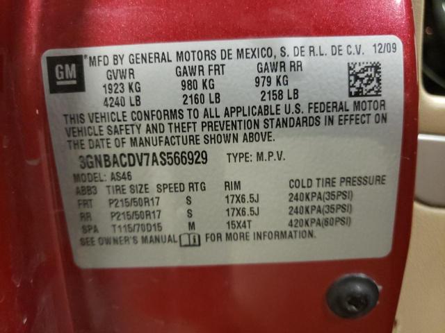 Photo 10 from auction – 2010 CHEVROLET HHR LT with VIN 3GNBACDV7AS566929