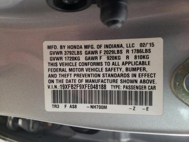 Photo 10 from auction – 2015 HONDA CIVIC EXL with VIN 19XFB2F9XFE048188
