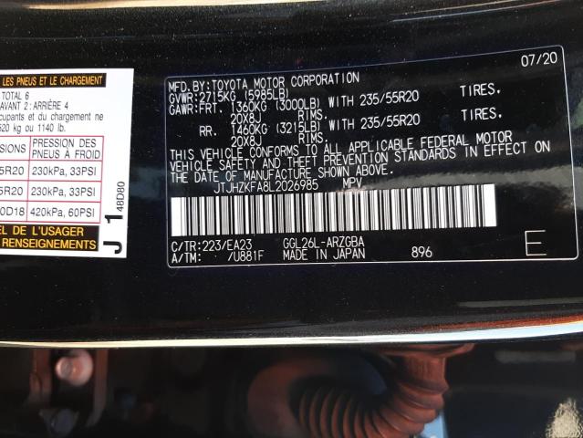 Photo 10 from auction – 2020 LEXUS RX 350 L with VIN JTJHZKFA8L2026985