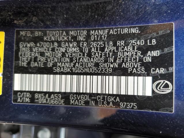 Photo 10 from auction – 2017 LEXUS ES 350 with VIN 58ABK1GG5HU052339