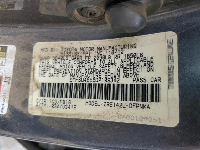 Photo 10 from auction – 2013 TOYOTA COROLLA BA with VIN 5YFBU4EE6DP109342