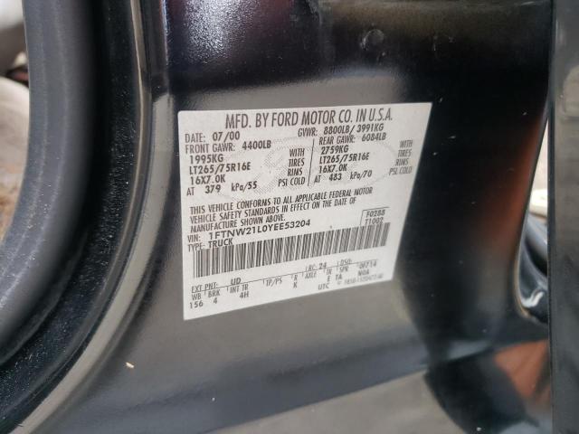 Photo 10 from auction – 2000 FORD F250 SUPER with VIN 1FTNW21L0YEE53204