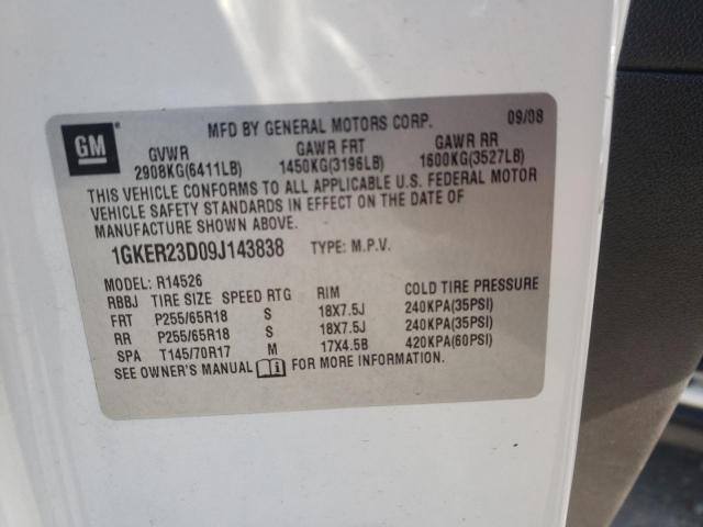 Photo 10 from auction – 2009 GMC ACADIA SLT with VIN 1GKER23D09J143838