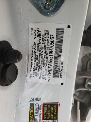 Photo 10 from auction – 2009 HONDA CIVIC SI with VIN 2HGFA55519H705067