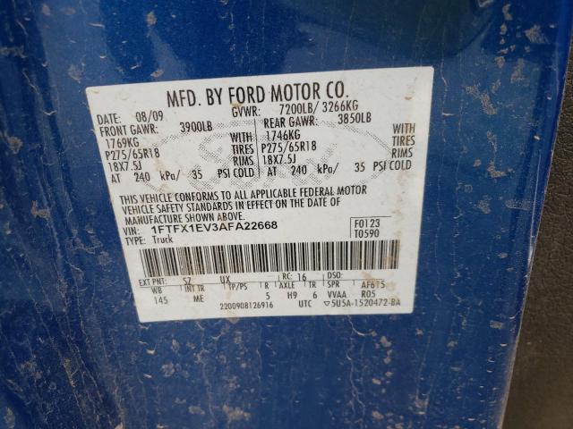Photo 10 from auction – 2010 FORD F150 SUPER with VIN 1FTFX1EV3AFA22668