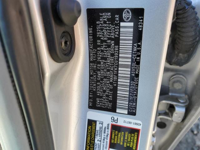 Photo 10 from auction – 2012 TOYOTA CAMRY BASE with VIN 4T1BF1FK7CU199286