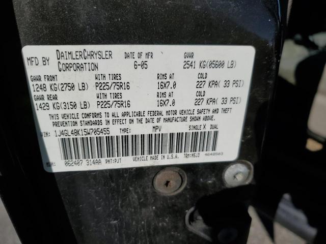 Photo 10 from auction – 2005 JEEP LIBERTY SP with VIN 1J4GL48K15W705455