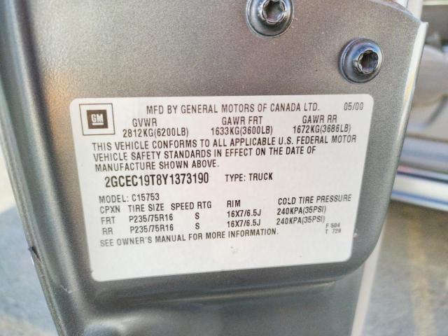 Photo 10 from auction – 2000 CHEVROLET SILVERADO with VIN 2GCEC19T8Y1373190