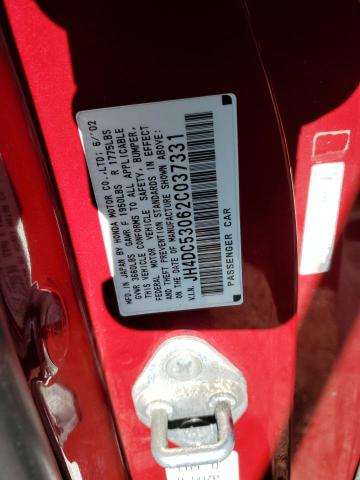 Photo 10 from auction – 2002 ACURA RSX TYPE-S with VIN JH4DC53062C037331