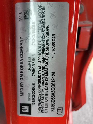 Photo 10 from auction – 2016 CHEVROLET SPARK 1LT with VIN KL8CD6SA5GC619124