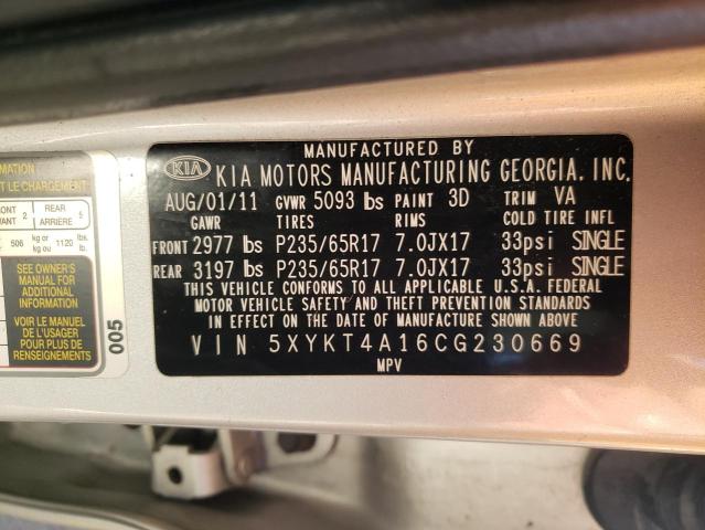 Photo 10 from auction – 2012 KIA SORENTO BA with VIN 5XYKT4A16CG230669