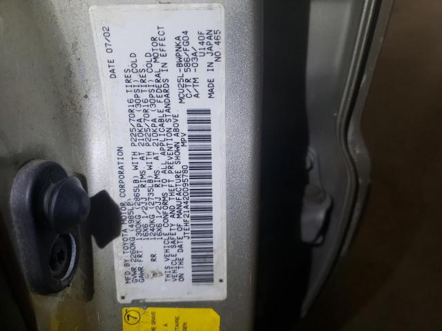 Photo 10 from auction – 2002 TOYOTA HIGHLANDER with VIN JTEHF21A420095780
