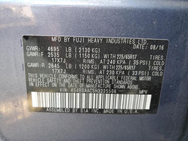 Photo 10 from auction – 2017 SUBARU OUTBACK 2. with VIN 4S4BSAAC5H3225506