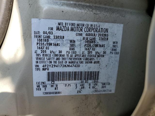 Photo 10 from auction – 2003 MAZDA TRIBUTE LX with VIN 4F2YZ94173KM47420